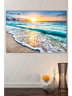  4K Hd Kalite Mgi Design Gün Batımı Deniz Sahil Manzara Kanvas Tablo