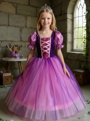 Okay Kız Çocuk Pamuk Prenses ve Rapunzel Kostümü