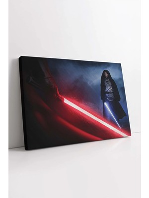 4K Hd Kalite Mgi Design Yıldız Savaşları Darth Vader Obi Wan Kenobi Jedi Işın Kılıçları Film Afişi Dekoratif Kanvas Tablo