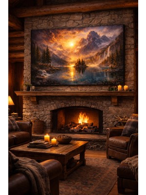  4K Hd Kalite Mgi Design Ufukta Güneşin Batışı ve Yansıması Kanvas Tablo