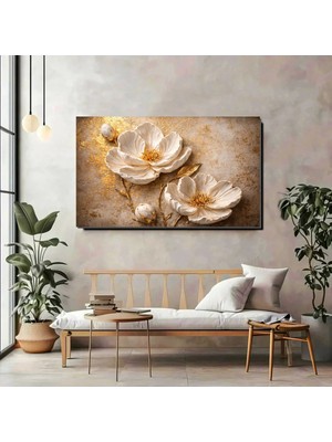  4K Hd Kalite Mgi Design 3D Çiçek Desenli Kanvas Tablo