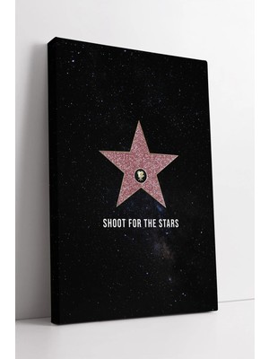  4K Hd Kalite Mgi Design Yıldız Sembolü Shoot For The Stars Uzay Temalı Ilham Verici Modern Kanvas Tablo Dekoru