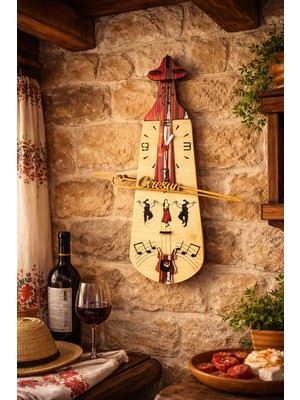 Seymen Bıçakçılık Giresun Yazılı Keşan Desenli Saat Başı Çalan Kemençe Duvar Saati