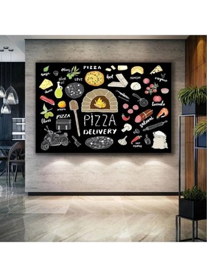  4K Hd Kalite Mgi Design Pizza Menü Peynir Domates Parmesan Mutfak Restoran Cafe Lokanta Hd Baskı Kanvas Tablo AR030163