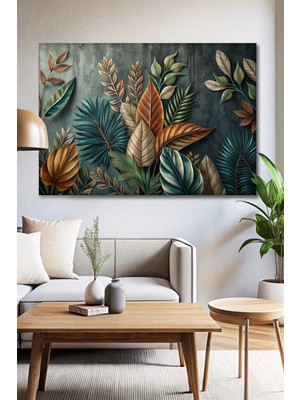  4K Hd Kalite Mgi Design Tropik Yapraklar Minimalist Kanvas Tablo - Duvar Tablosu - Canvas Tablo - Duvar Dekorasyonu