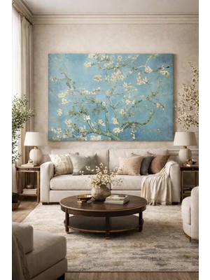  4K Hd Kalite Mgi Design Vincent Van Gogh Çiçek Açan Badem Ağacı (1890) Kanvas Tablo