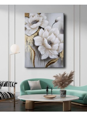  4K Hd Kalite Mgi Design Dekor Ofisi Yağlı Boya Görünümlü Çiçek Dekoratif Kanvas Tablo