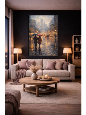  4K Hd Kalite Mgi Design Yağmurlu Şehir Akşamı Kanvas Tablo