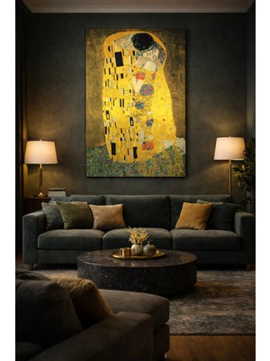  4K Hd Kalite Mgi Design Gustav Klimt The Kiss Öpücük (1908) Kanvas Tablo