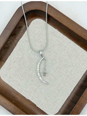 SY Aksesuar Çelik Ay-Yıldız Kolye 45CM