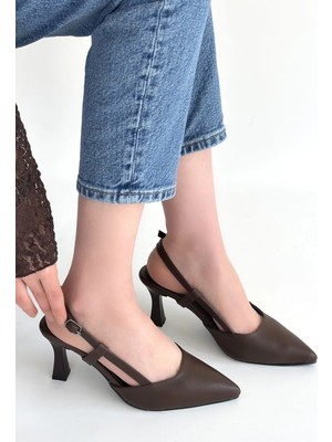 Veralya Hoost Kahverengi Cilt Topuklu Ayakkabı