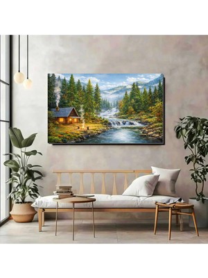  4K Hd Kalite Mgi Design Dağ Orman Manzaralı Kanvas Tablo