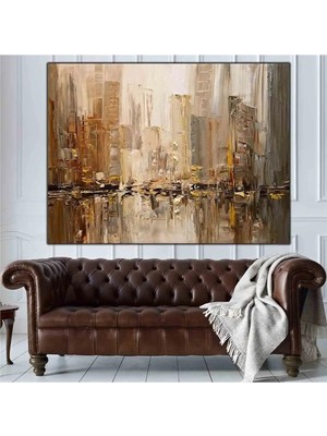  4K Hd Kalite Mgi Design Şehir Manzarası Soyut Yağlı Boya Görünümlü Boya Görünümlü Hd Dijital Baskı Yatay Kanvas Tablo