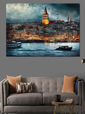  4K Hd Kalite Mgi Design Istanbul Galata Kulesi Dekoratif Kanvas - Mdf Ahşap Tablo