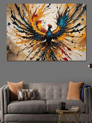 4K Hd Kalite Mgi Design Renkli Anka Kuşu Patlaması Dekoratif Kanvas - Mdf Ahşap Tablo