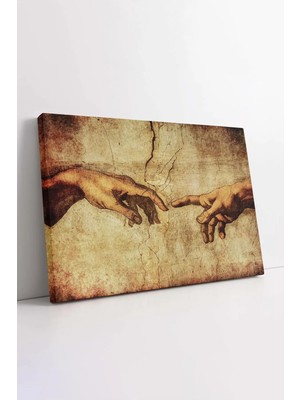  4K Hd Kalite Mgi Design Tanrının Eli Adem'in Yaratılışı Michelangelo Ressam Sanatsal Dekoratif Yatay Kanvas Tablo Ev Dekor
