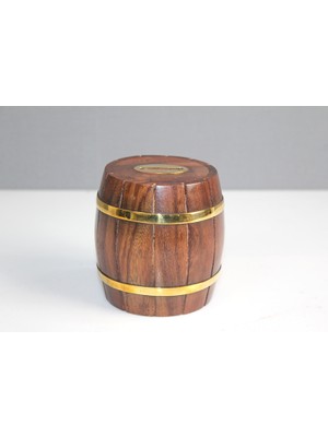 Derin Stok Pirinç Detaylı Fıçı Kumbara Model 1