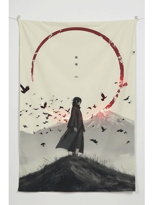 Charmbi Naruto Uchiha Sasuke Duvar Örtüsü – Büyük Boy Tapestry Duvar Halısı, Oyun Anime Film Oda Dekor