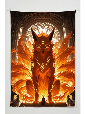 Charmbi Naruto Kurama Duvar Örtüsü – Büyük Boy Tapestry Duvar Halısı, Oyun Anime Film Oda Dekor