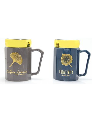 Derin Stok Ayna Kapaklı Porselen Kupa Bardak