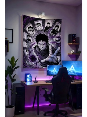 Charmbi Naruto Obito  Duvar Örtüsü – Büyük Boy Tapestry Duvar Halısı, Oyun Anime Film Oda Dekor
