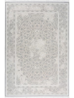 Cinka Home Modern Tasarımlı Halı Yumuşak Doku Saçaklı Tozumaz Tüylenmez Klasik Salon Oturma Odası 7135 Gri