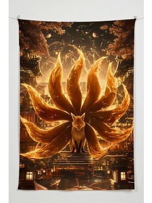 Charmbi Naruto Kurama Duvar Örtüsü – Büyük Boy Tapestry Duvar Halısı, Oyun Anime Film Oda Dekor