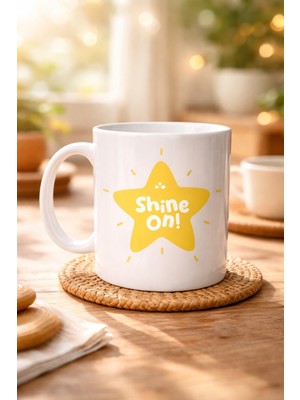 Urfakent Shine On "parlamaya Devam Et" Yıldız Tasarımlı Porselen Kupa Model 155 – Motivasyon Kupası – Günlük Kullanıma Uygun Şık Kahve & Çay Kupası