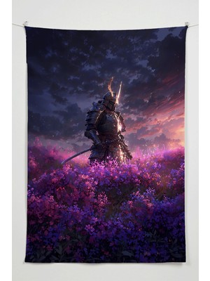 Charmbi Samurayın Huzuru Duvar Örtüsü – Büyük Boy Tapestry Duvar Halısı, Oyun Anime Film Oda Dekor