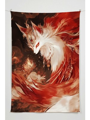 Charmbi Kızıl Tilki Duvar Örtüsü – Büyük Boy Tapestry Duvar Halısı, Oyun Anime Film Oda Dekor