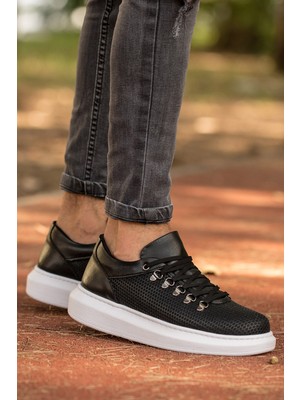 Roof Atelier Erkek Siyah Desenli Bağcıklı Spor Ayakkabı - 021 - Cbt Favo
