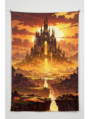 Charmbi Altın Krallık Duvar Örtüsü – Büyük Boy Tapestry Duvar Halısı, Oyun Anime Film Oda Dekor