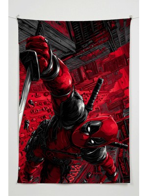 Charmbi Deadpool Duvar Örtüsü – Büyük Boy Tapestry Duvar Halısı, Oyun Anime Film Oda Dekor