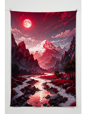 Charmbi Kızıl Ay Vadisi Duvar Örtüsü – Büyük Boy Tapestry Duvar Halısı, Oyun Anime Film Oda Dekor