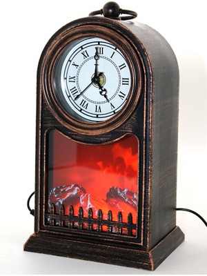 Derin Stok LED Işıklı Saatli Şömine - Model 1