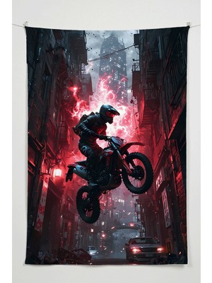 Charmbi Motolu Kaçış Duvar Örtüsü – Büyük Boy Tapestry Duvar Halısı, Oyun Anime Film Oda Dekor