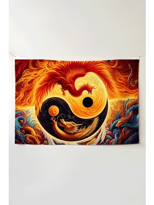 Charmbi Yin Yang Sonsuz Denge Yatay Duvar Örtüsü – Büyük Boy Tapestry Duvar Halısı, Oyun Anime Film Oda Dekor
