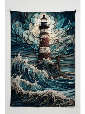 Charmbi Issız Deniz Feneri Duvar Örtüsü – Büyük Boy Tapestry Duvar Halısı, Oyun Anime Film Oda Dekor
