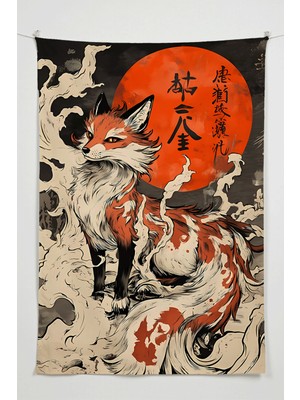 Charmbi Kızıl Tilki Duvar Örtüsü – Büyük Boy Tapestry Duvar Halısı, Oyun Anime Film Oda Dekor