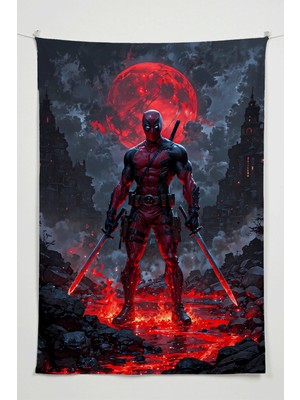 Charmbi Deadpool Duvar Örtüsü – Büyük Boy Tapestry Duvar Halısı, Oyun Anime Film Oda Dekor