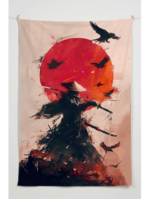 Charmbi Samuray Duvar Örtüsü – Büyük Boy Tapestry Duvar Halısı, Oyun Anime Film Oda Dekor