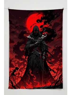 Charmbi Ölüm Büyücüsü Duvar Örtüsü – Büyük Boy Tapestry Duvar Halısı, Oyun Anime Film Oda Dekor