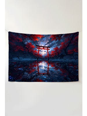 Charmbi Kızıl Orman Girişi Yatay Duvar Örtüsü – Büyük Boy Tapestry Duvar Halısı, Oyun Anime Film Oda Dekor