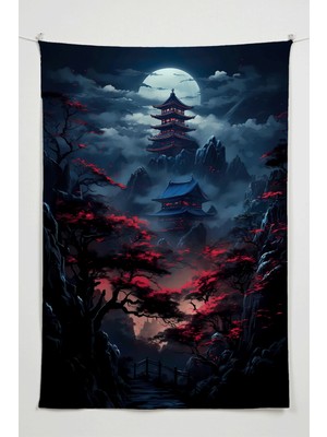 Charmbi Ay Işığı Dojo Duvar Örtüsü – Büyük Boy Tapestry Duvar Halısı, Oyun Anime Film Oda Dekor