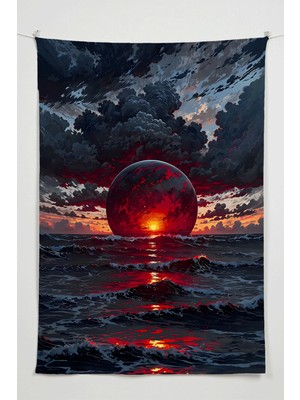 Charmbi Kızıl Ufuk Duvar Örtüsü – Büyük Boy Tapestry Duvar Halısı, Oyun Anime Film Oda Dekor