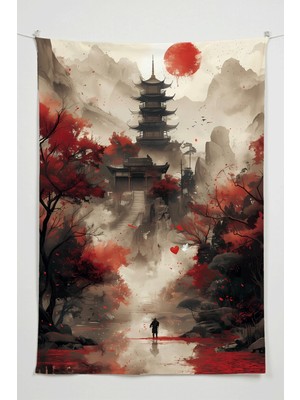 Charmbi Huzura Yolculuk Duvar Örtüsü – Büyük Boy Tapestry Duvar Halısı, Oyun Anime Film Oda Dekor