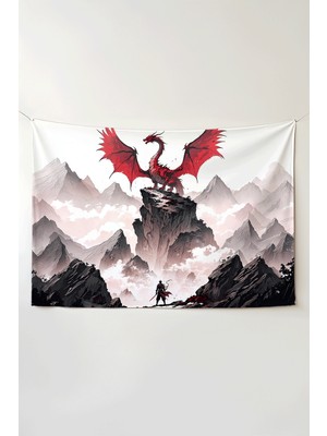 Charmbi Ejderha Savaşçısı Yatay Duvar Örtüsü – Büyük Boy Tapestry Duvar Halısı, Oyun Anime Film Oda Dekor