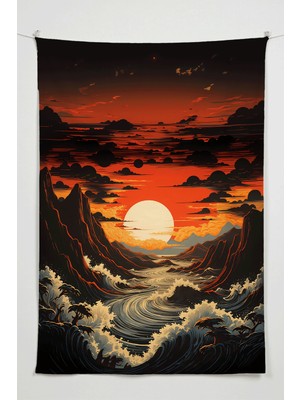 Charmbi Kızıl Gökyüzü Vadisi Duvar Örtüsü – Büyük Boy Tapestry Duvar Halısı, Oyun Anime Film Oda Dekor