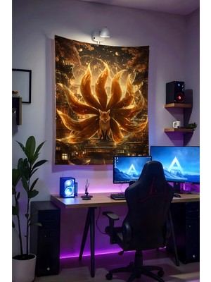 Charmbi Naruto Kurama Duvar Örtüsü – Büyük Boy Tapestry Duvar Halısı, Oyun Anime Film Oda Dekor