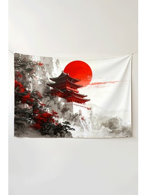 Charmbi Kanlı Ay Tapınağ Yatay Duvar Örtüsü – Büyük Boy Tapestry Duvar Halısı, Oyun Anime Film Oda Dekor